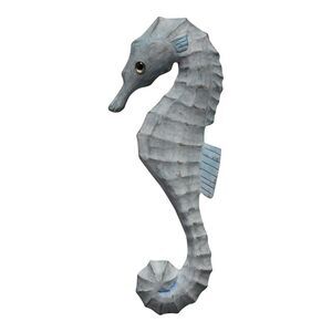 Seahorse Facing Left Painted Carved Wood 14 Inch Wall Decor